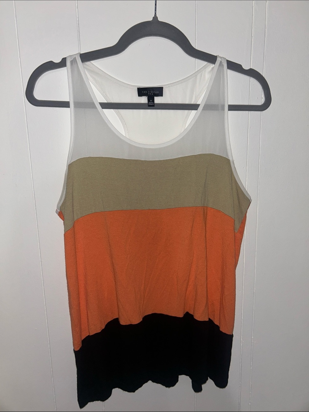 The Limited Y2K White Khaki Orange Black Colorblock Tank